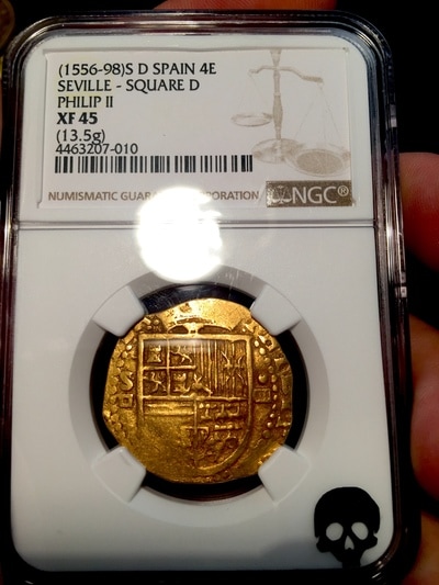 Spain  4 Escudos  1556-98  "Incredible Strike & Toning"  NGC 45 2