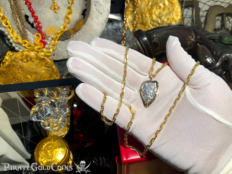 Mexico 1/2 Reales 1687 "Full Date" 18kt Gold Pendant 9