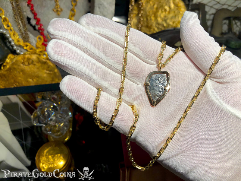 Mexico 1/2 Reales 1687 "Full Date" 18kt Gold Pendant 10