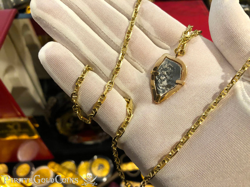 Mexico 1/2 Reales 1687 "Full Date" 18kt Gold Pendant 12