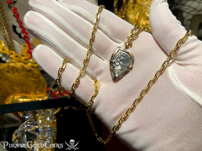 Mexico 1/2 Reales 1687 "Full Date" 18kt Gold Pendant 8