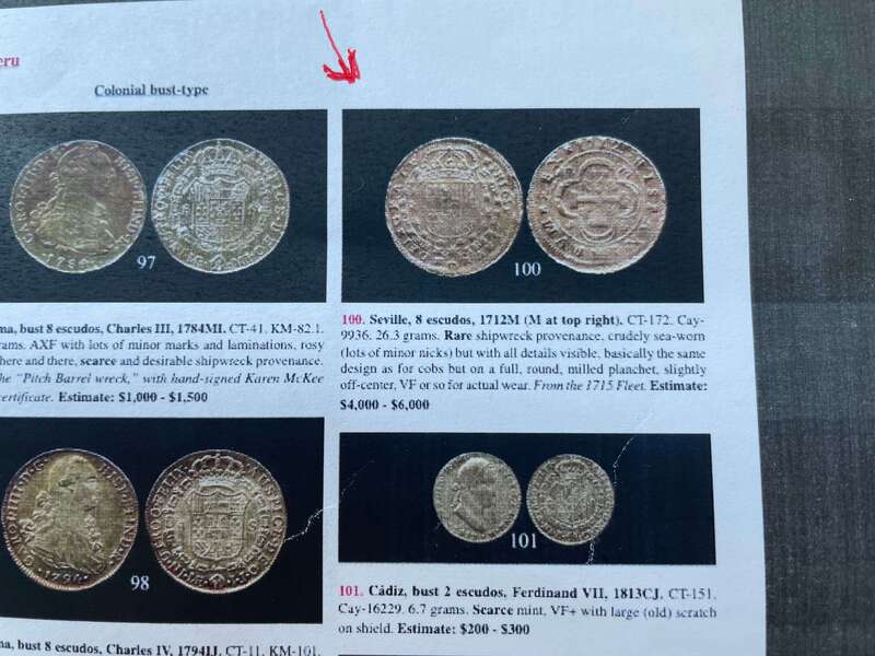 Spain 8 Escudos 1712 "Designated From the 1715 Fleet Shipwreck" NGC 24