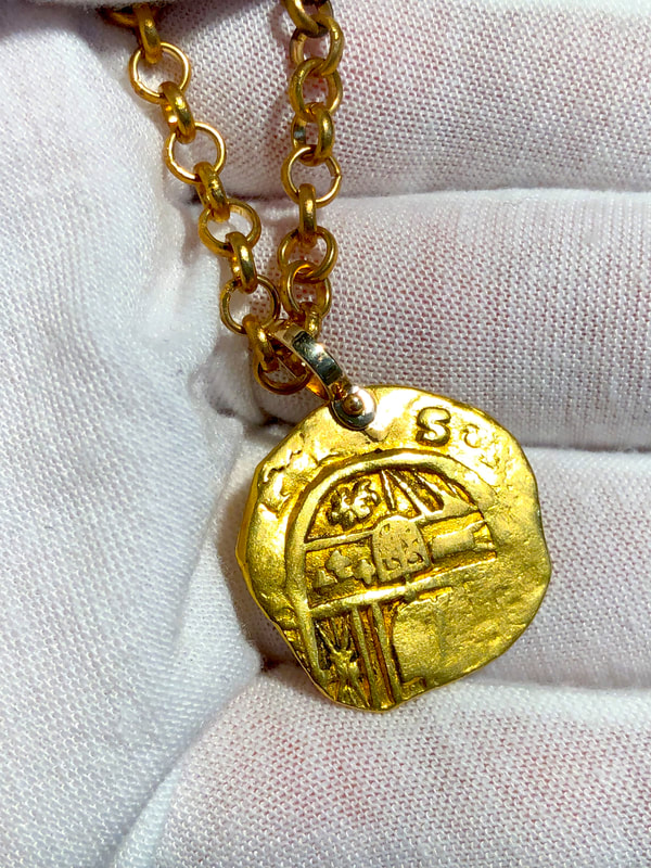 Spain 4 Escudos 1630 "Dated" with Hole Pirate Gold Coins Treasure Jewelry 8