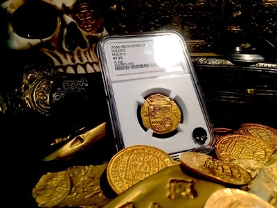 Spain  2 Escudos  1556-98  "Toledo Mint"  NGC 35 4