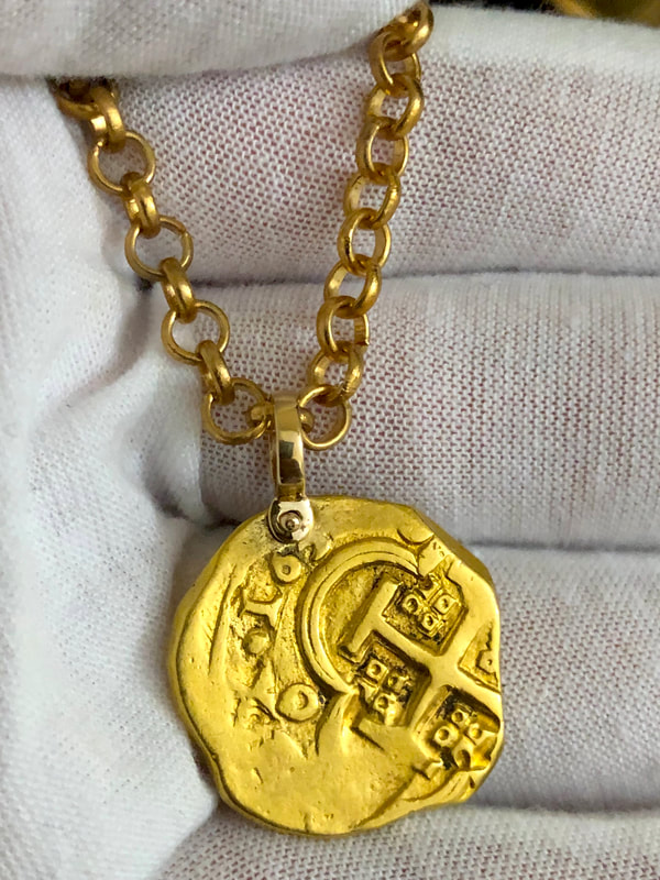 Spain 4 Escudos 1630 "Dated" with Hole Pirate Gold Coins Treasure Jewelry