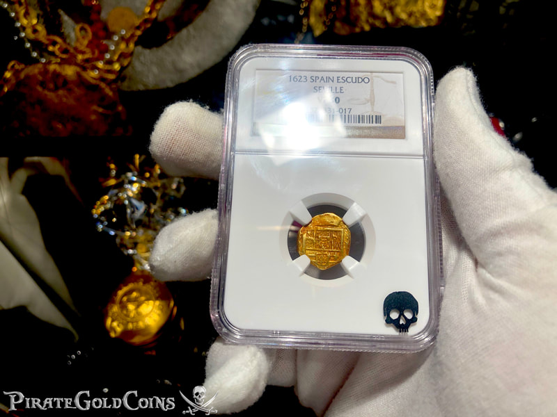 Spain 1 Escudo 1623 "Full Date" NGC 30 Pirate Gold Coins 4