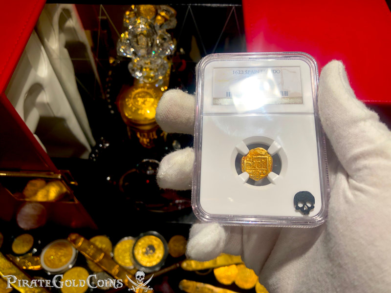 Spain 1 Escudo 1623 "Full Date" NGC 30 Pirate Gold Coins 8