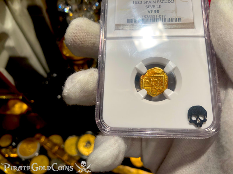 Spain 1 Escudo 1623 "Full Date" NGC 30 Pirate Gold Coins 10