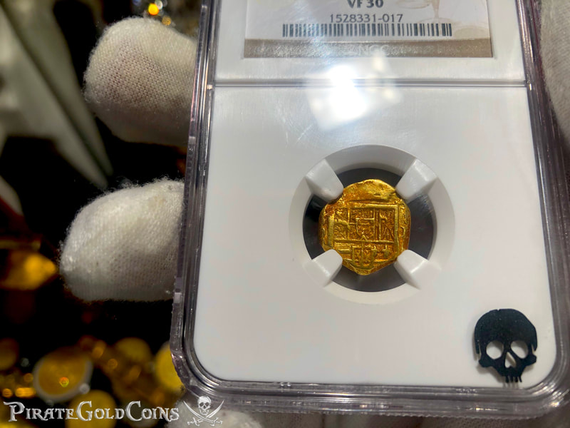Spain 1 Escudo 1623 "Full Date" NGC 30 Pirate Gold Coins 2