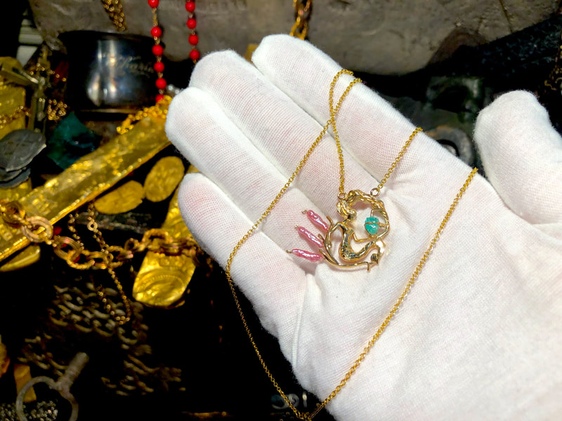 Atocha 1622 Emerald & Gold Mermaid with Pink Pearls 4