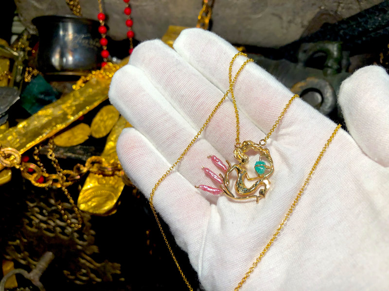 Atocha 1622 Emerald & Gold Mermaid with Pink Pearls 5