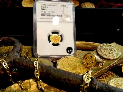 Mexico  1 Escudo  1705-13  "1715 Plate Fleet Shipwreck" NGC 63 3
