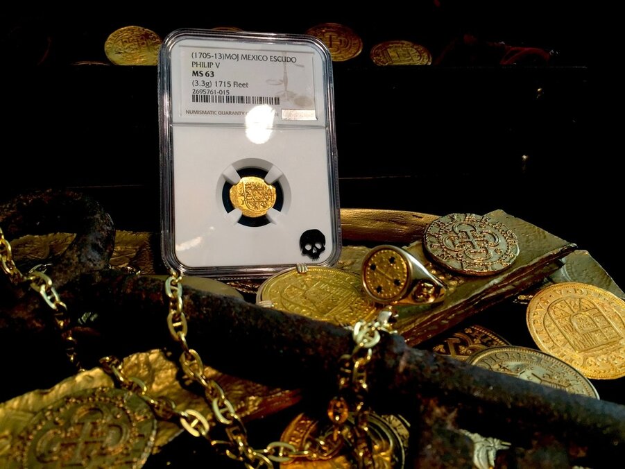 Mexico 1 Escudo 1705-13 "1715 Plate Fleet Shipwreck" NGC 63