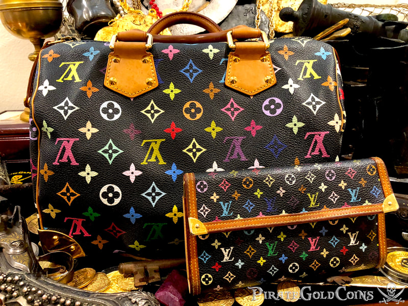 Louis Vuitton Takashi Murakami Trouville Hand Bag Black Monogram Purse 21