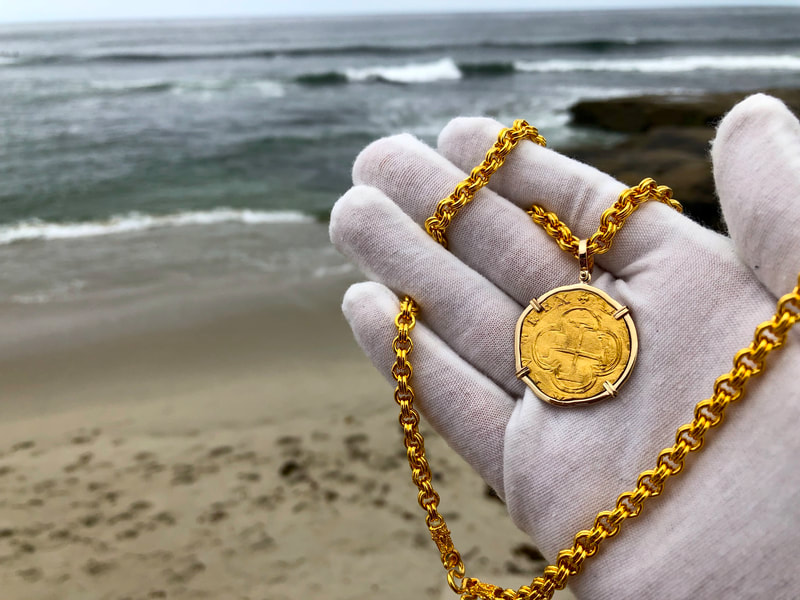 Spain 2 Escudos Toledo 1556-98 Pendant Pirate Gold Coins Jewelry Treasures 2