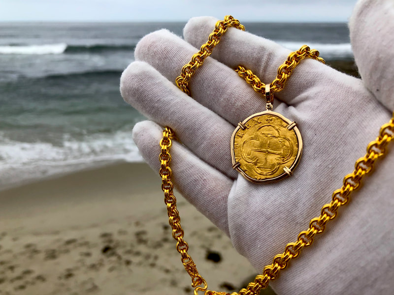 Spain 2 Escudos Toledo 1556-98 Pendant Pirate Gold Coins Jewelry Treasures 4