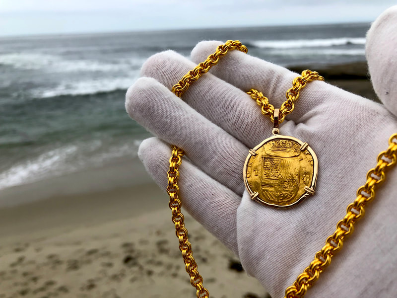 Spain 2 Escudos Toledo 1556-98 Pendant Pirate Gold Coins Jewelry Treasures 6