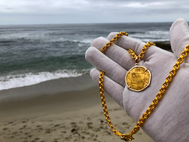 Spain 2 Escudos Toledo 1556-98 Pendant Pirate Gold Coins Jewelry Treasures 7