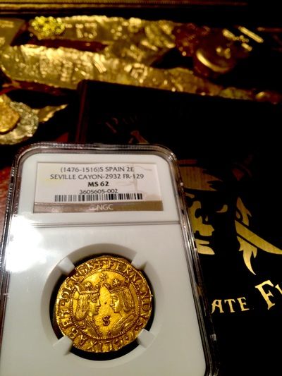 Spain 1476-1516 2 Excellentes Columbus Coin- Marco Polo ~ NGC 62 ~ Mint State! 3