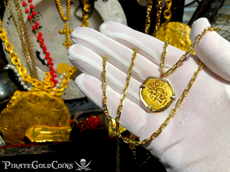 Spain 2 Escudos 1617 "Dated!" in 18kt Bezel Pirate Gold Coins Treasure Jewelry 12