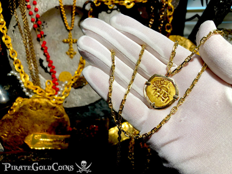 Spain 2 Escudos 1617 "Dated!" in 18kt Bezel Pirate Gold Coins Treasure Jewelry 11
