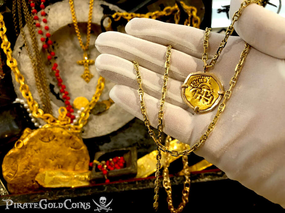Spain 2 Escudos 1617 "Dated!" in 18kt Bezel Pirate Gold Coins Treasure Jewelry