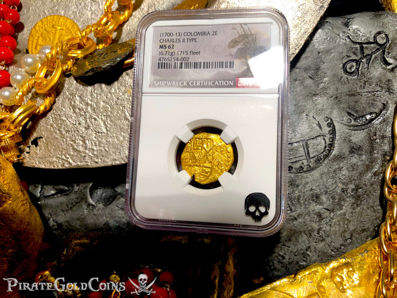 Colombia 2 Escudos 1700-13 "1715 Fleet Shipwreck" NGC 62 7
