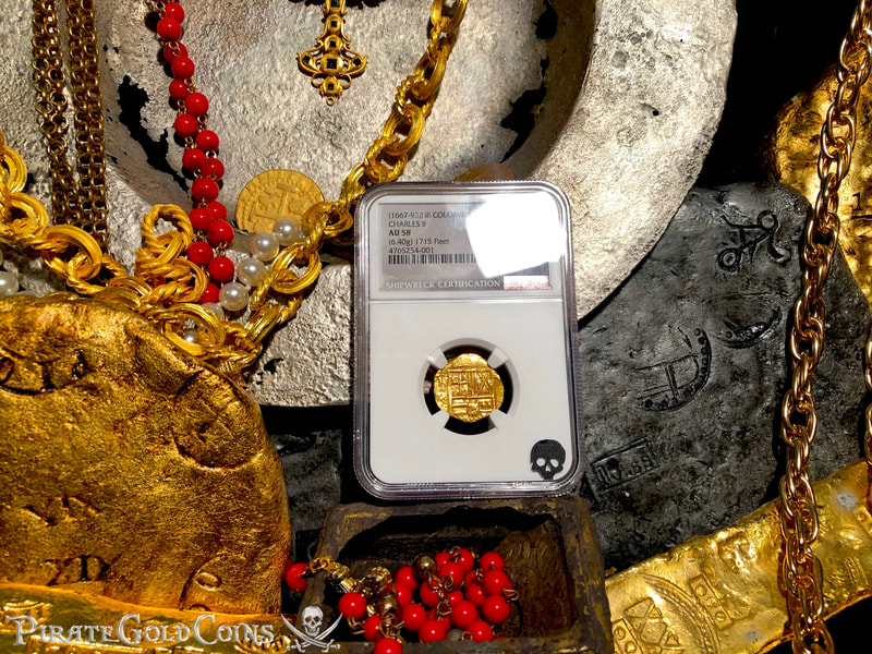 Colombia 2 Escudos 1667-93 "Charles II- 1715 Fleet Shipwreck" NGC 58 4