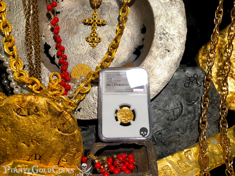 Colombia 2 Escudos 1667-93 "Charles II- 1715 Fleet Shipwreck" NGC 58 5