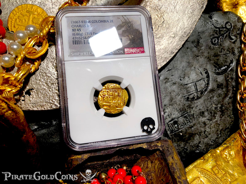 Colombia 2 Escudos 1667-93 "1715 Fleet Shipwreck" NGC 45 6