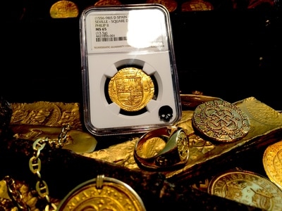 Spain  4 Escudos  1556-98  "Finest Known"  Philip II  NGC 65 4