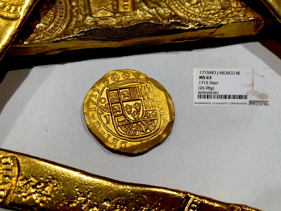 Mexico 1715 8 Escudos "1715 Plate Fleet Shipwreck" NGC 63