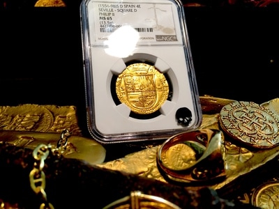 Spain  4 Escudos  1556-98  "Finest Known"  Philip II  NGC 65 8