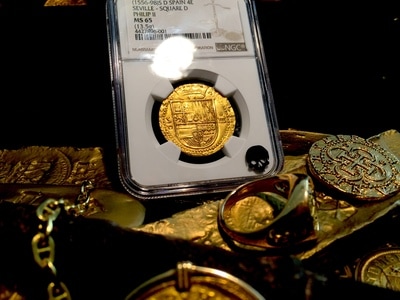 Spain  4 Escudos  1556-98  "Finest Known"  Philip II  NGC 65 9