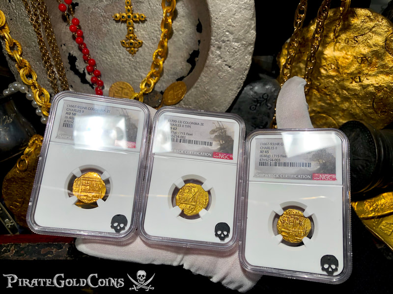 Colombia 2 Escudos 1700-13 "1715 Fleet Shipwreck" NGC 62 5