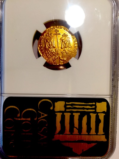 ​BYZANTINE EMPIRE "BASIL I & CONSTANTINE" 868-886 AD SOLIDUS CHRIST NGC MS 5x4! 8