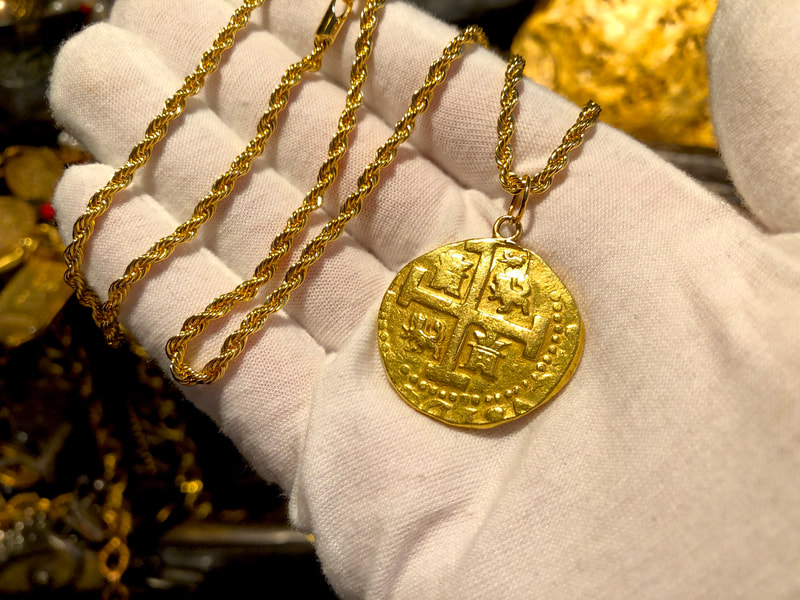 Peru 8 Escudos 1727 "Dated" Pirate Gold Coins Jewelry Treasures 3