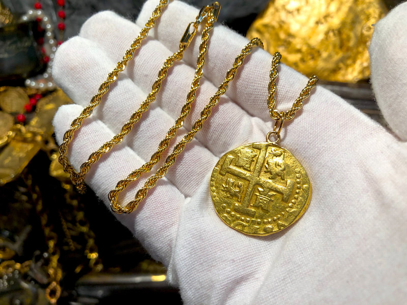 Peru 8 Escudos 1727 "Dated" Pirate Gold Coins Jewelry Treasures 4