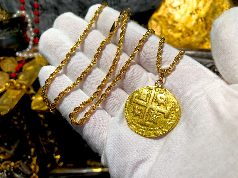 Peru 8 Escudos 1727 "Dated" Pirate Gold Coins Jewelry Treasures 5