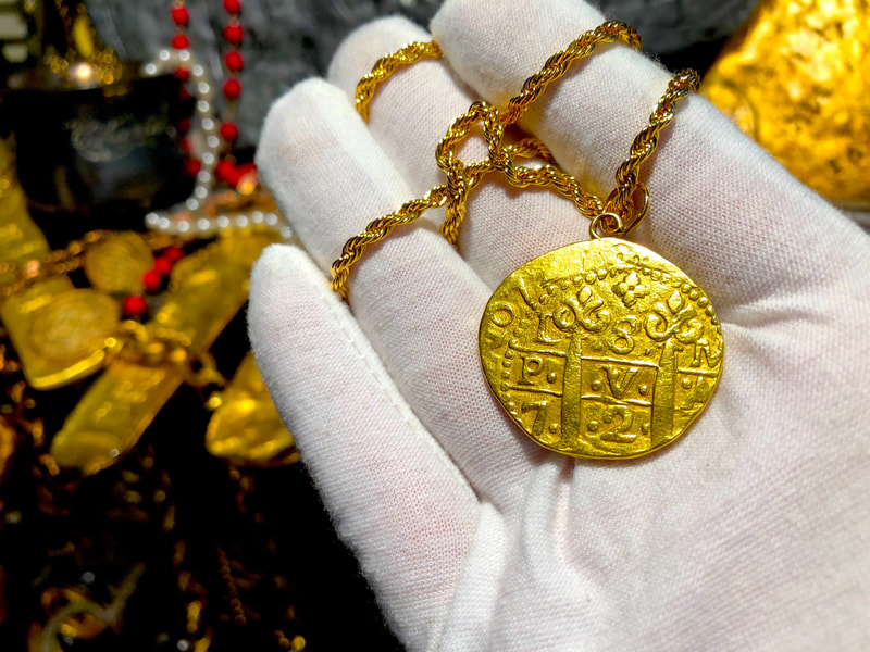 Peru 8 Escudos 1727 "Dated" Pirate Gold Coins Jewelry Treasures 6