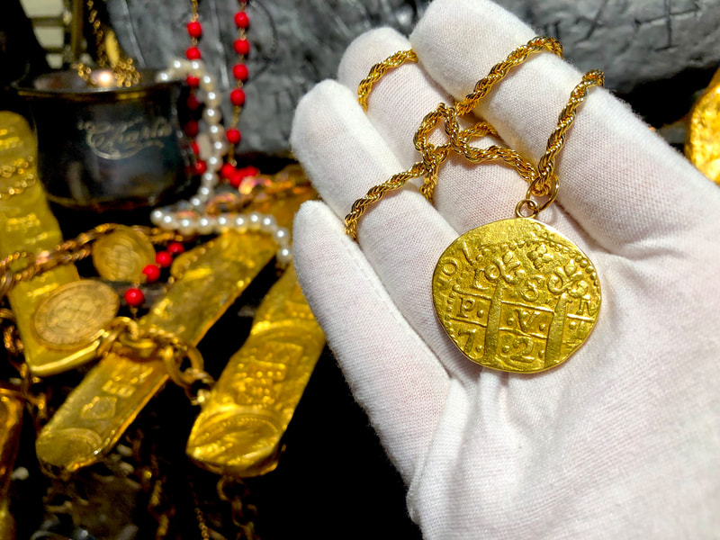 Peru 8 Escudos 1727 "Dated" Pirate Gold Coins Jewelry Treasures 8