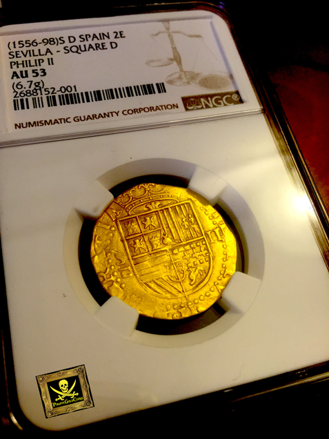 Spain 2 Escudos 1556-98 "Philip II" NGC 53