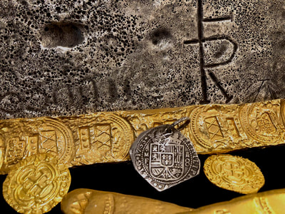 Mexico 8 Reales 1733 "Klippe" Full Date Pirate Gold Coins Treasure Jewelry 2