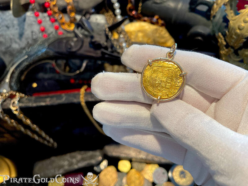Spain 1 Escudo 1516-56 "Great Details & Centering" 14kt Bezel 4