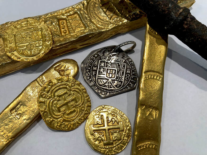 Mexico 8 Reales 1733 "Klippe" Full Date Pirate Gold Coins Treasure Jewelry