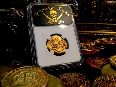 Spain  4 Escudos  "Picturesque Pirate Era Cross!"  1630-47  NGC 40 4