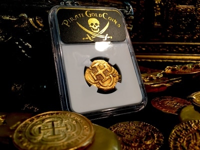 Spain  4 Escudos  "Picturesque Pirate Era Cross!"  1630-47  NGC 40 2