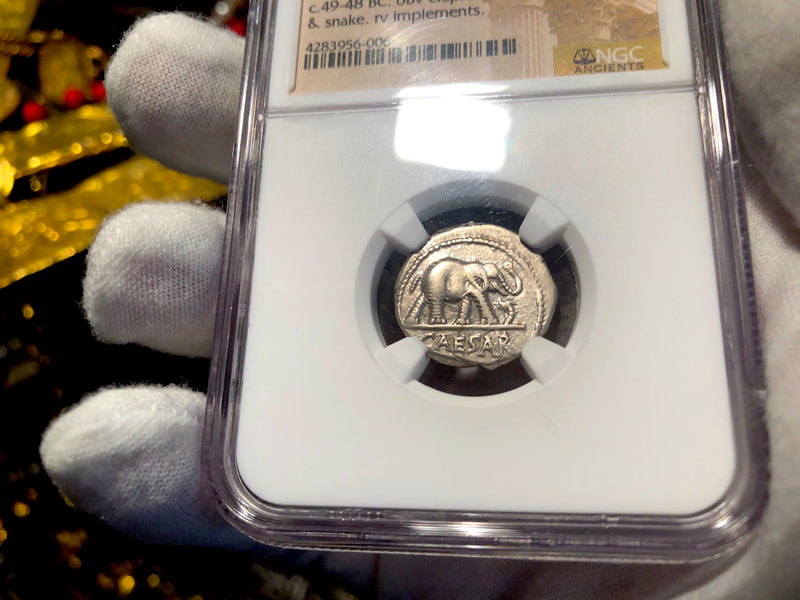 Roman Imperatorial "Caesar | Elephant" 44 BC Denarius Ancient Treasure 3