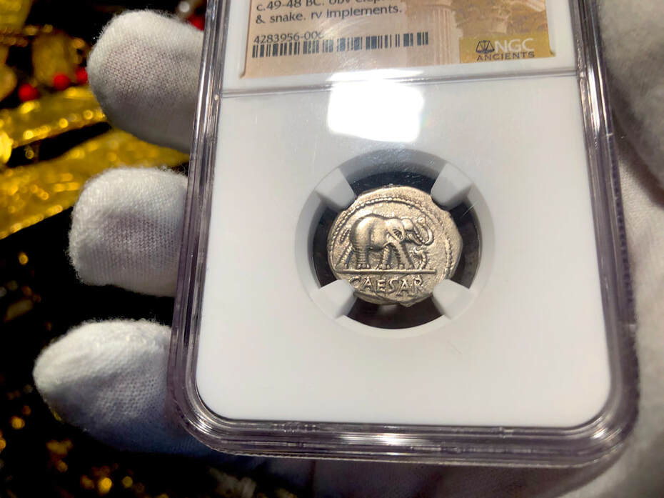 Roman Imperatorial "Caesar | Elephant" 44 BC Denarius Ancient Treasure