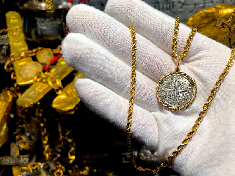Spain 2 Reales 1723 "Philip V" Pirate Gold Coins Pendant 6